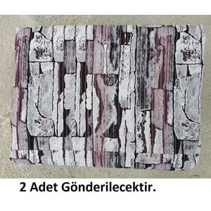 2Lİ Polo Life Savan 4m2 Pamuklu Lastiksiz Halı Örtüsü (170x245)-Taş Desen Pudra