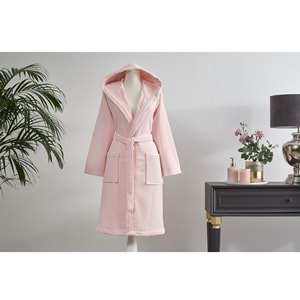 Özdilek 15 Yaş Kız Çocuk Kapüşonlu Kadife Pamuk Bornoz-Bright Pembe