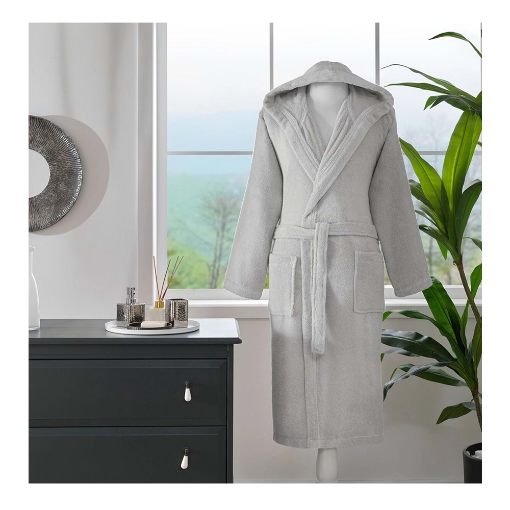 Özdilek Tek Bornoz Şalyaka Kapşonlu-Woven Gri (XXL Beden)