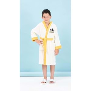 Özdilek Lisanslı Kapüşonlu Çocuk Bornozu 9/10 Yaş-Mickey Mouse Star Krem