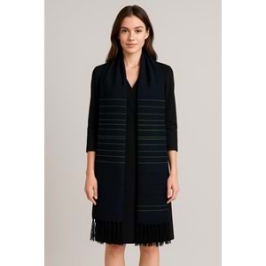 Pamuklu İp El Dokuma Şal -siyah /yeşil 50*190 CM MT1003