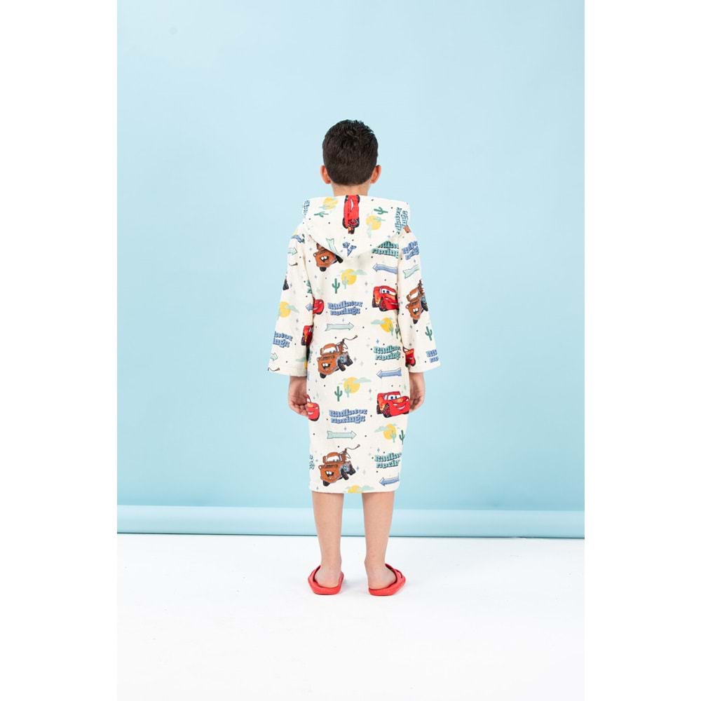 Özdilek Lisanslı Kapüşonlu Çocuk Bornozu 11/12 Yaş-Cars Springs Krem