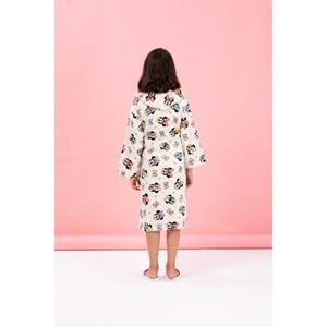 Özdilek Lisanslı Kapüşonlu Çocuk Bornozu 9/10 Yaş-Minnie Mouse Colors Krem