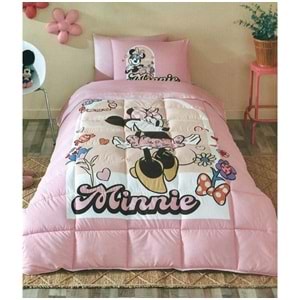 Özdilek Lastikli Çarşaflı Lisanslı Tek Kişilik Çocuk Uyku Seti-Minnie Mouse Garden Pembe