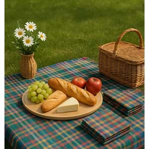 3 Adet Sofra Bezi, Masa Örtüsü Saçaklı (140x140)-Renkli