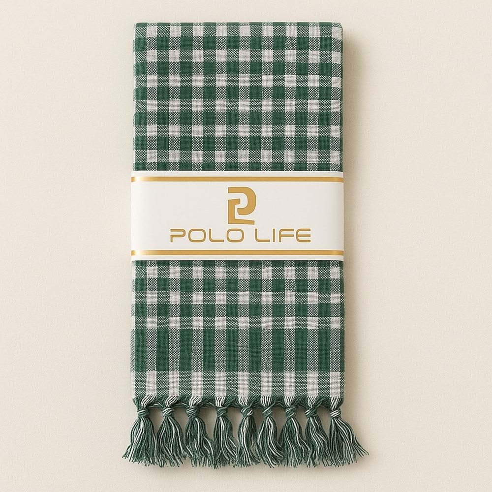 Pöti Kare Sofra Örtüsü, Masa Örtüsü Saçaklı (170x170) - Yeşil