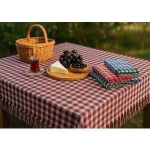 Pöti Kare Sofra Örtüsü, Masa Örtüsü Saçaklı (170x170)