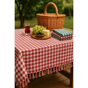 Pöti Kare Sofra Örtüsü, Masa Örtüsü Saçaklı (170x170)