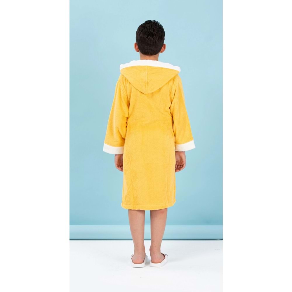 Özdilek Lisanslı Kapüşonlu Çocuk Bornozu 7/8 Yaş-Mickey Mouse Happy Sarı