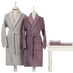 Özdilek Happy Set 5 Parça Aile Bornoz Seti-Camellia Gri Mürdüm