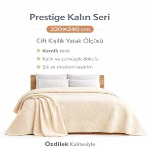 Özdilek Prestige Kalın Embos Çift Kişilik Battaniye (220x240)-Kemik Yeni