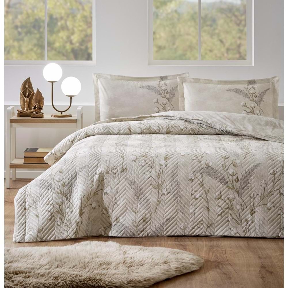 Özdilek Kapitoneli Çift Kişilik Dört Mevsim Nevresim Takımı Complete Set-Algodon Bej