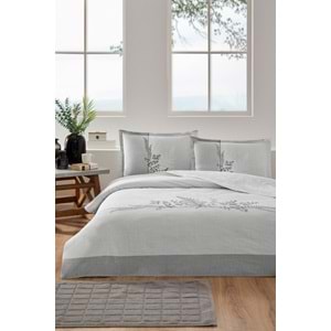 Özdilek Ranforce -Helecho Gri- Çift Kişilik Nevresim Takımı