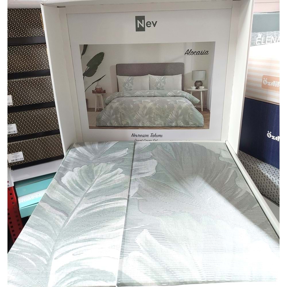 Özdilek Nev Serisi -Alocasia Yeşil- Tek Kişilik Nevresim Takımı