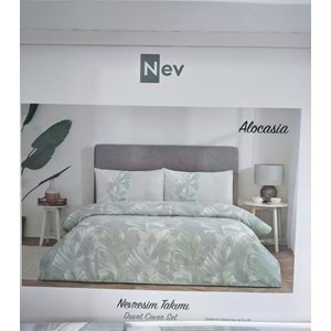 Özdilek Nev Serisi -Alocasia Yeşil- Tek Kişilik Nevresim Takımı