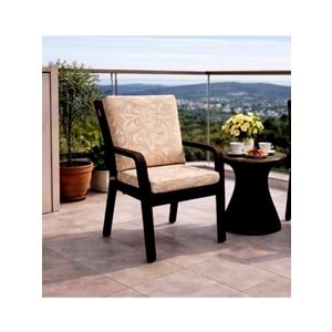 1 Adet Premium Şönil Arkalıklı Sandalye Minderi, Extra Kalın (Kalınlık 4,5cm)-K.Bej Desenli