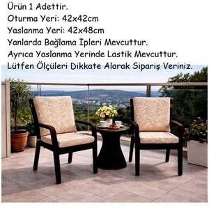 1 Adet Premium Şönil Arkalıklı Sandalye Minderi, Extra Kalın (Kalınlık 4,5cm)-K.Bej Desenli