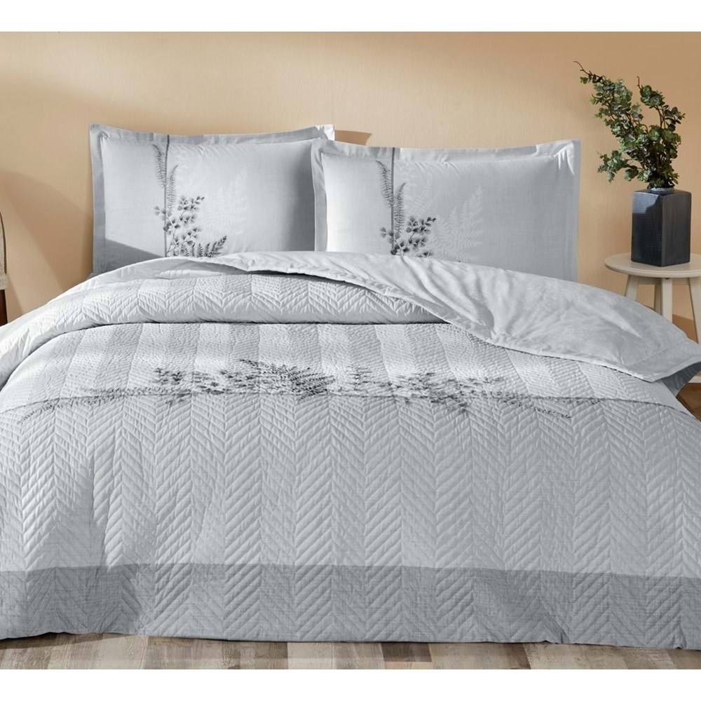 Özdilek Kapitoneli Çift Kişilik Dört Mevsim Nevresim Takımı Complete Set-Helecho Gri