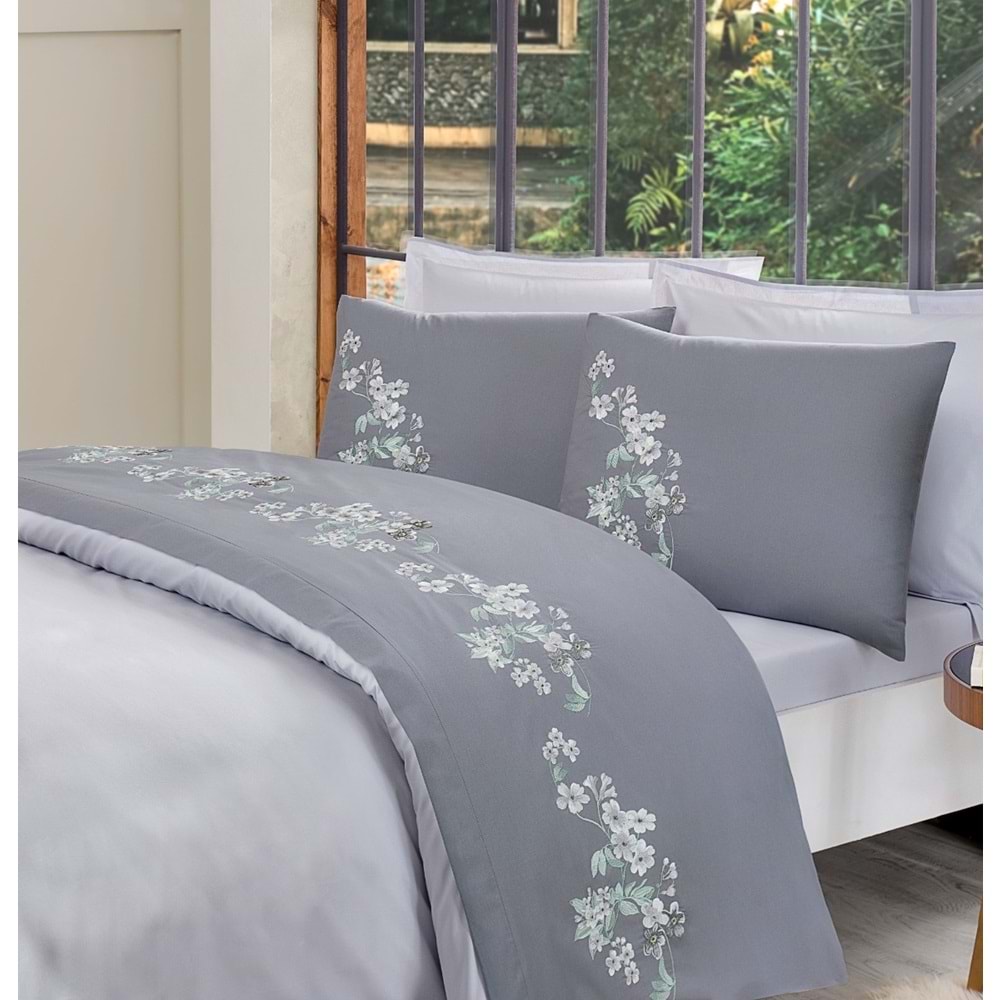 Özdilek Akfil Boutique -Cozy Antrasit- Çift Kişilik Nevresim Takımı (4 Yastık Kılıflı)