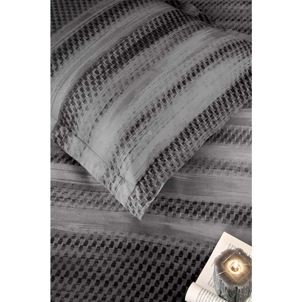 Özdilek Ranforce -Notte Antrasit- Lastikli Çarşaflı Çift Kişilik Nevresim Takımı