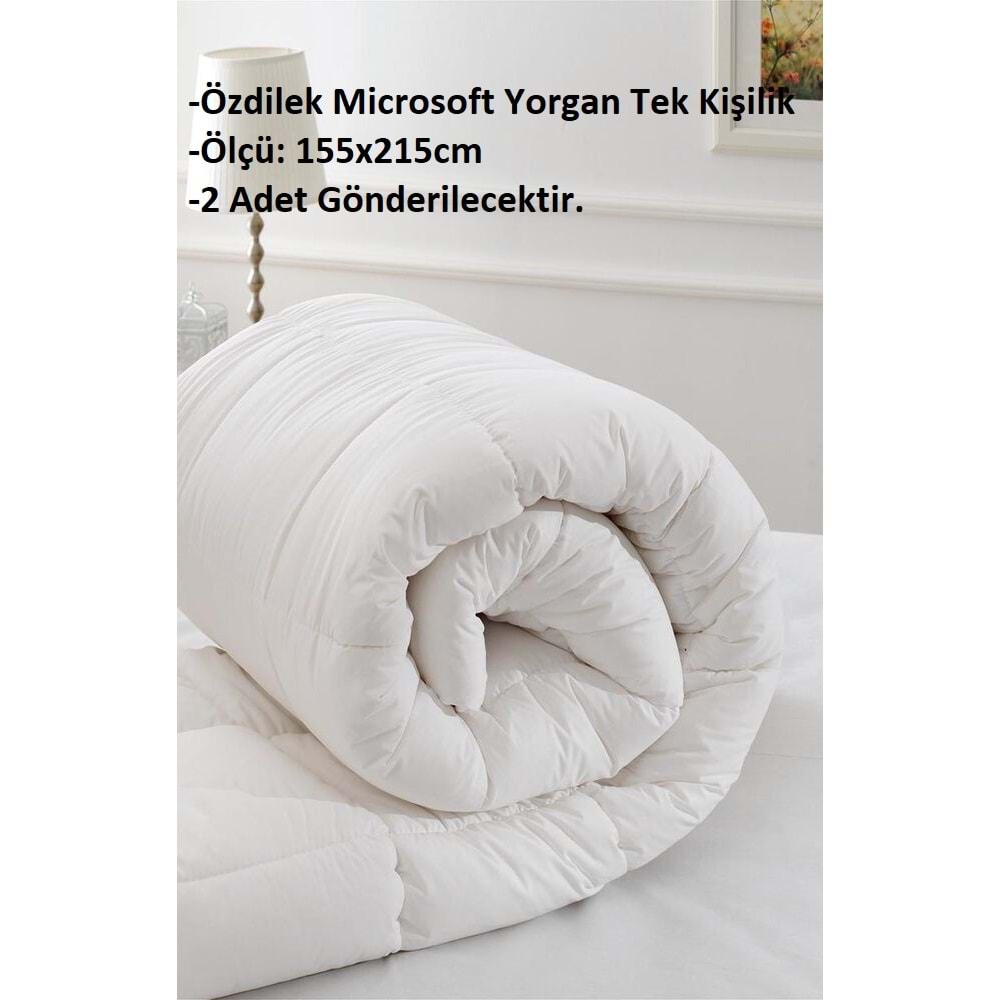 Özdilek 2 Adet Microsoft Mikrofiber Tek Kişilik Silikon Beyaz Yorgan (155x215)