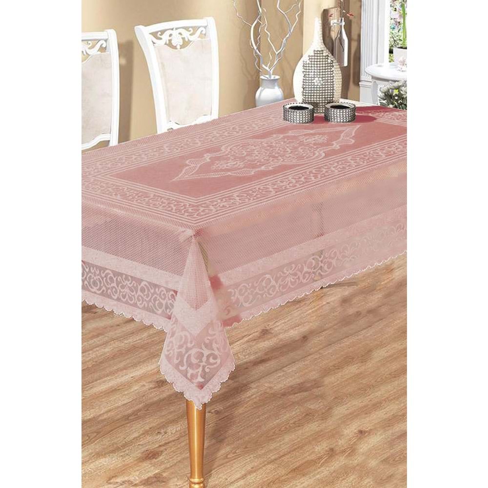 Raşel Örme 160x180 Pano Desenli Masa Örtüsü Pembe