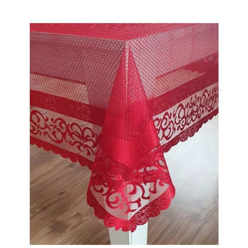 Raşel Örme 160x180 Pano Desenli Masa Örtüsü Kırmızı