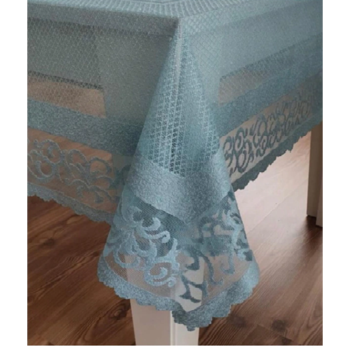 Raşel Örme 160x180 Pano Desenli Masa Örtüsü turkuaz mavi