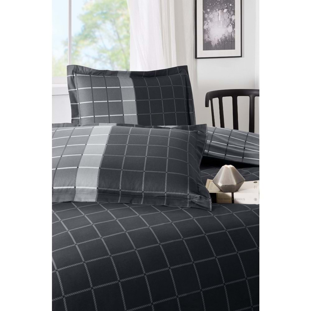 Özdilek Ranforce -Nera Siyah- Lastikli Çarşaflı Tek Kişilik Nevresim Takımı