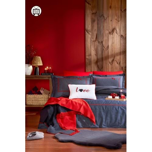 Özdilek Özel Kot -Endless Love Lacivert- Çift Kişilik Nevresim Takımı