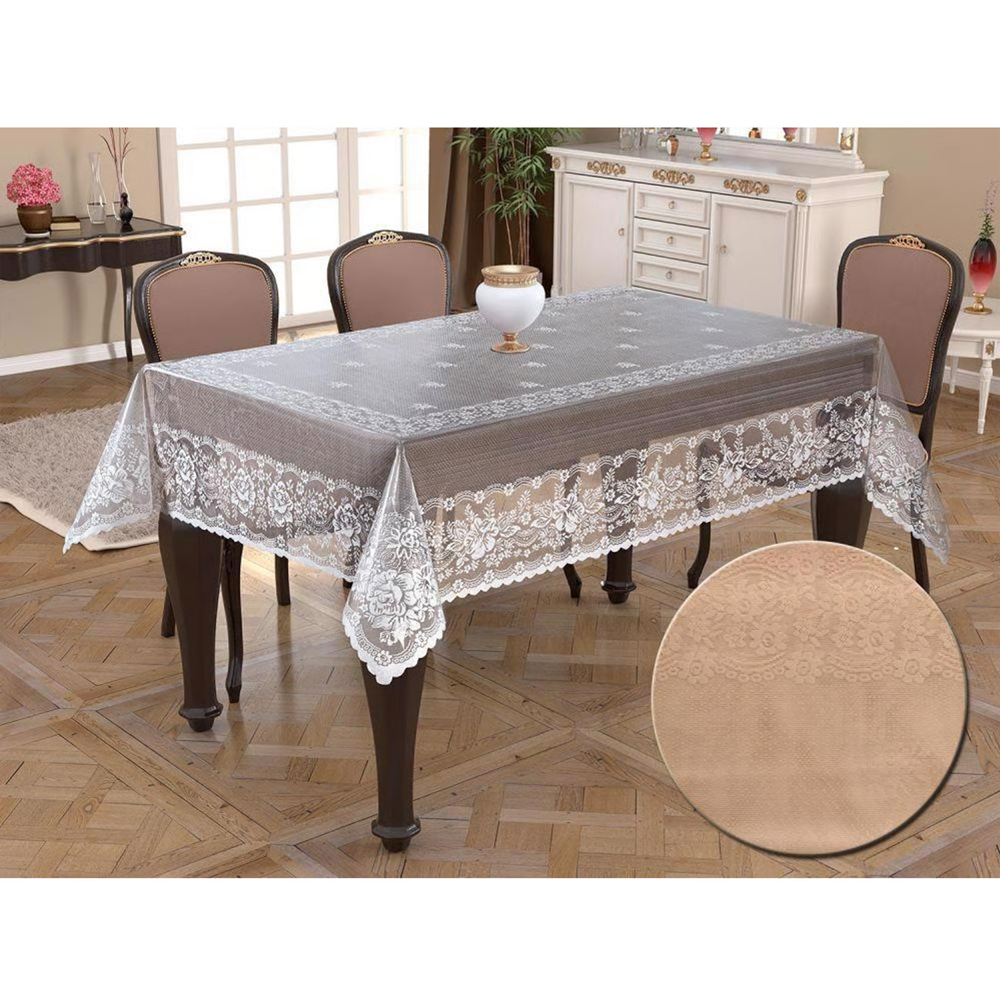 Örme Pano Desenli Masa Örtüsü Seti 160*220 Narin çapicino