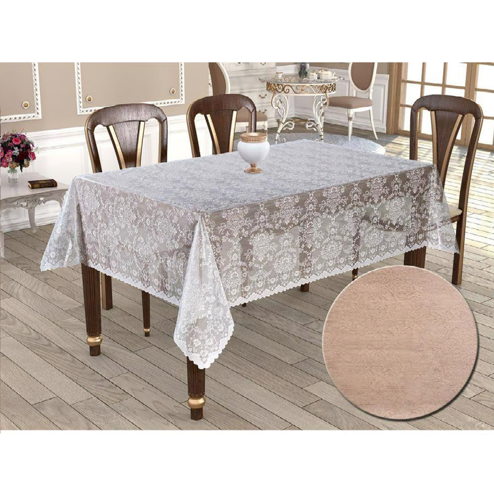 Örme Pano Desenli Masa Örtüsü Seti 160*220 Bahar çapicino