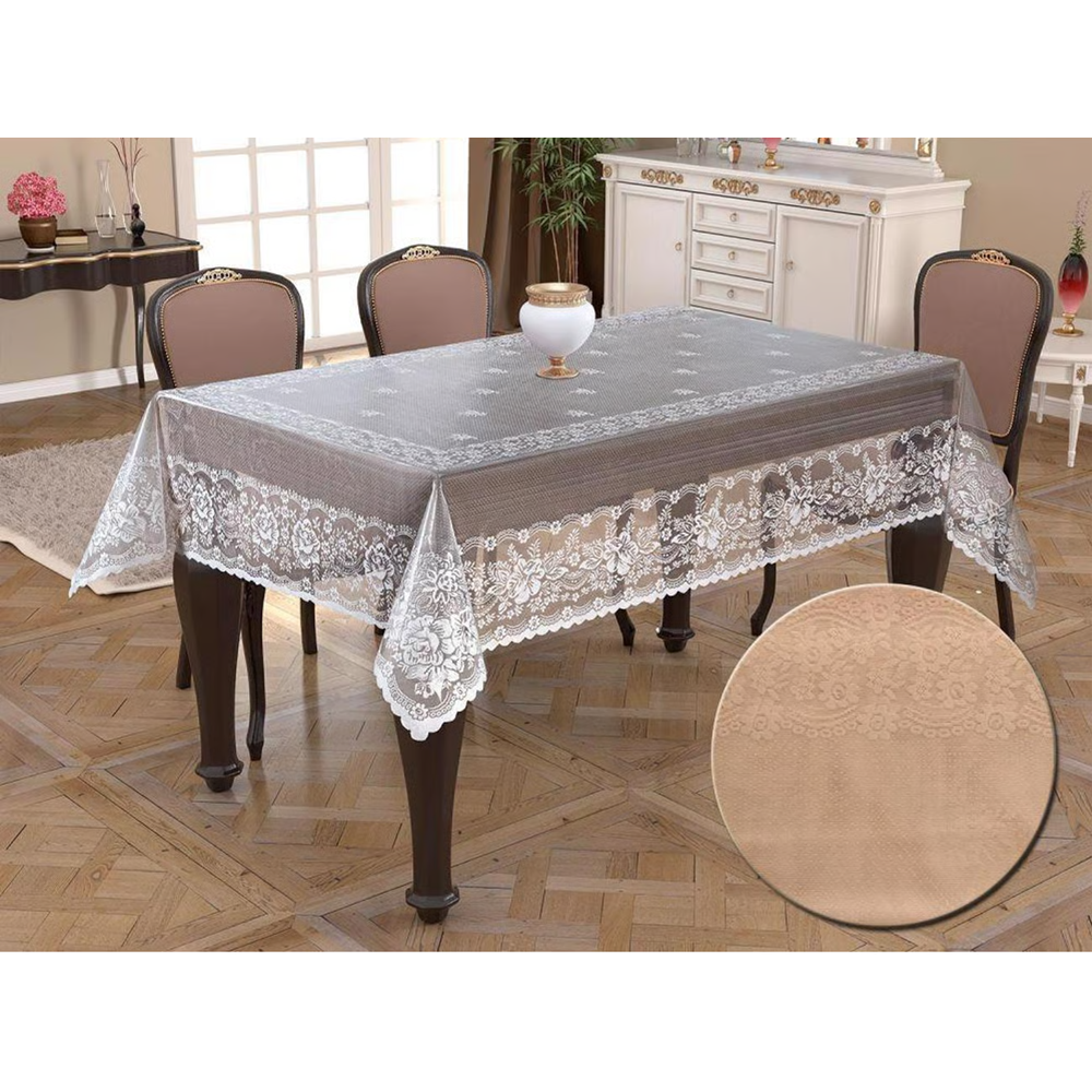 Örme Pano Desenli Masa Örtüsü Seti 160*220 Narin Capicino