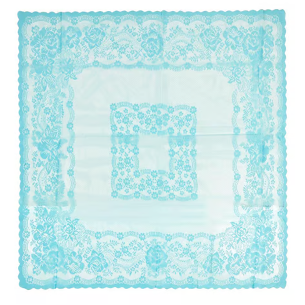 Örme Pano Desenli Masa Örtüsü Narin 100*100 turkuaz