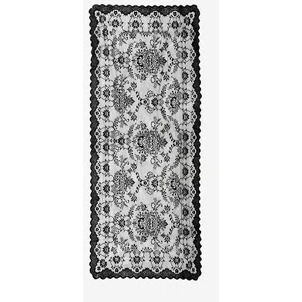 Örme Pano Desenli Konsol Örtüsü 45*95 Bahar siyah