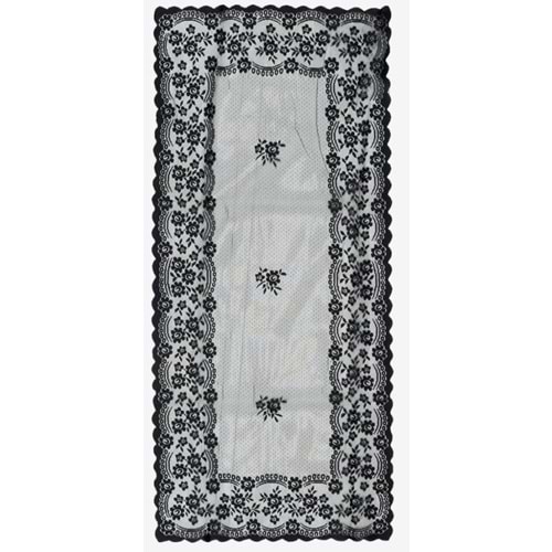 Örme Pano Desenli Konsol Örtüsü 45*95 siyah