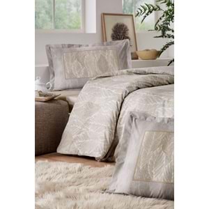 Özdilek Ranforce -Folha De Ouro Bej- Çift Kişilik Nevresim Takımı