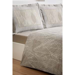 Özdilek Ranforce -Folha De Ouro Bej- Çift Kişilik Nevresim Takımı