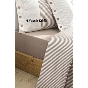 Özdilek Ranforce -Naturel Bej- Çift Kişilik Nevresim Takımı (4 Yastık Kılıflı)