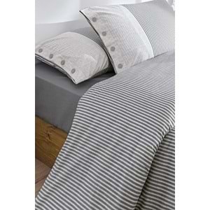 Özdilek Ranforce -Natural Line Gri- Çift Kişilik Nevresim Takımı