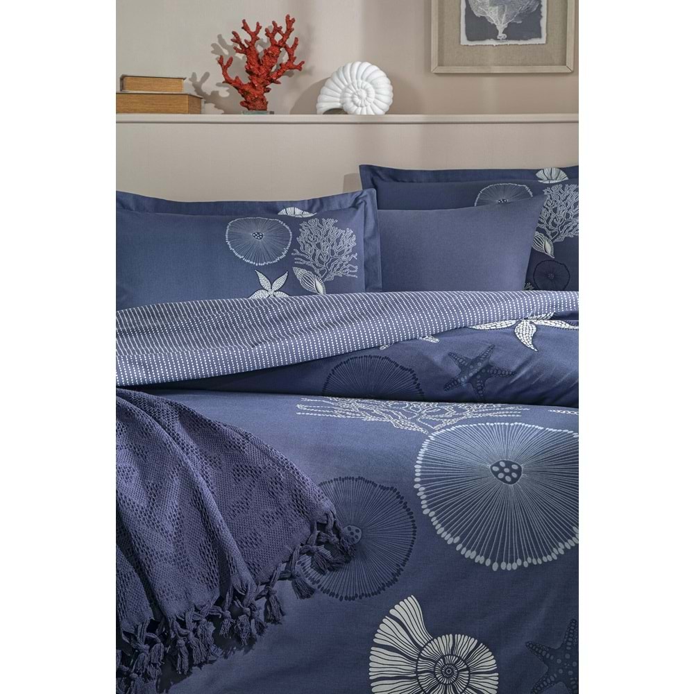 Özdilek Ranforce -Corallino Lacivert- Çift Kişilik Nevresim Takımı