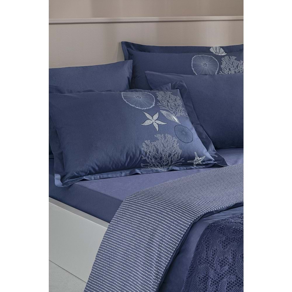 Özdilek Ranforce -Corallino Lacivert- Çift Kişilik Nevresim Takımı