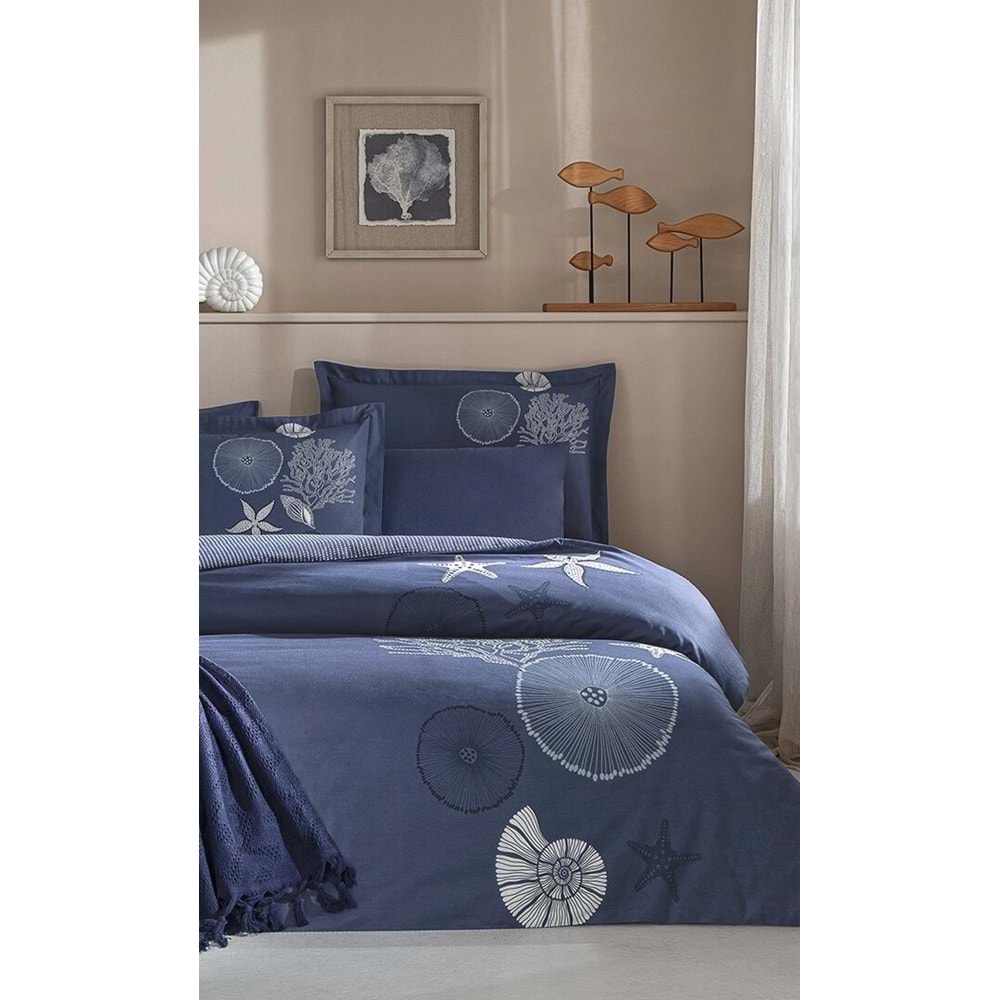 Özdilek Ranforce -Corallino Lacivert- Çift Kişilik Nevresim Takımı