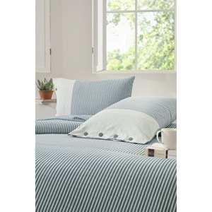 Özdilek Ranforce -Natural Line Mavi- Çift Kişilik Nevresim Takımı