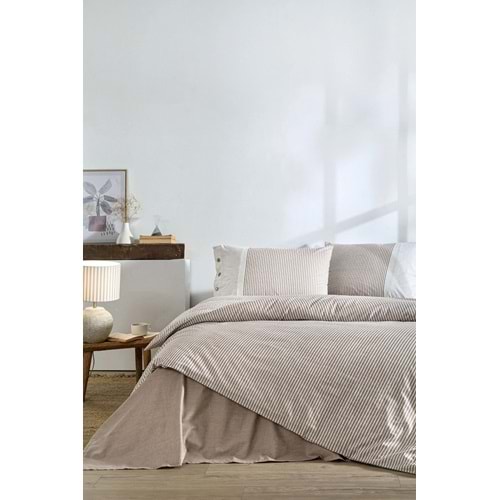 Özdilek Ranforce -Natural Line Bej- Tek Kişilik Nevresim Takımı