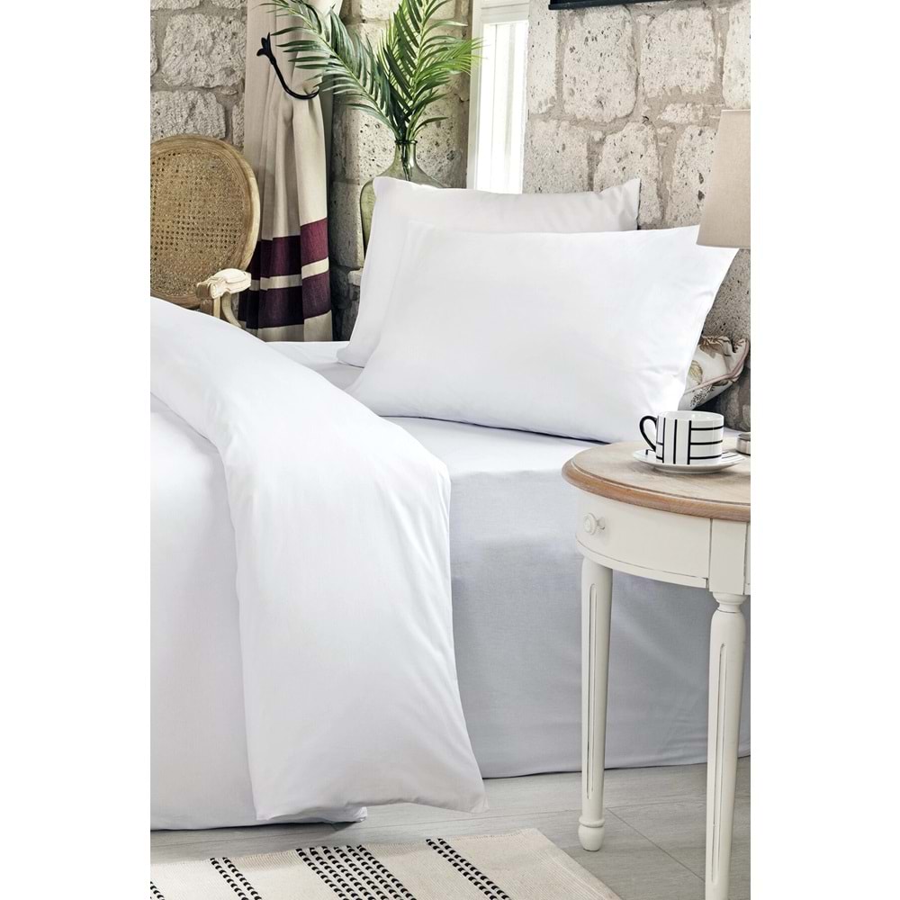 Özdilek Ranforce -Otel Beyaz- Tek Kişilik Nevresim Takımı