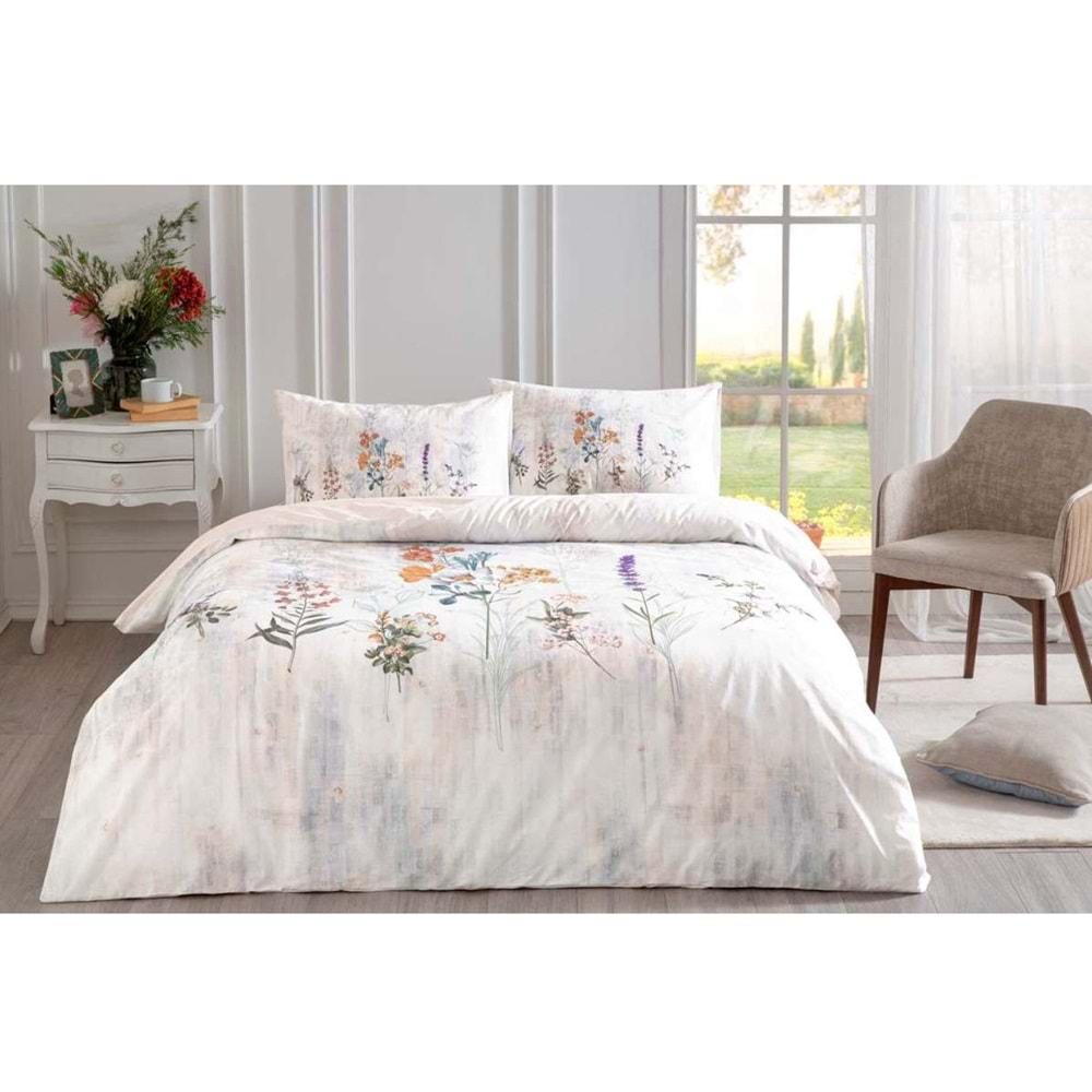 Özdilek Nev Serisi -Somon Floraison- Çift Kişilik Nevresim Takımı