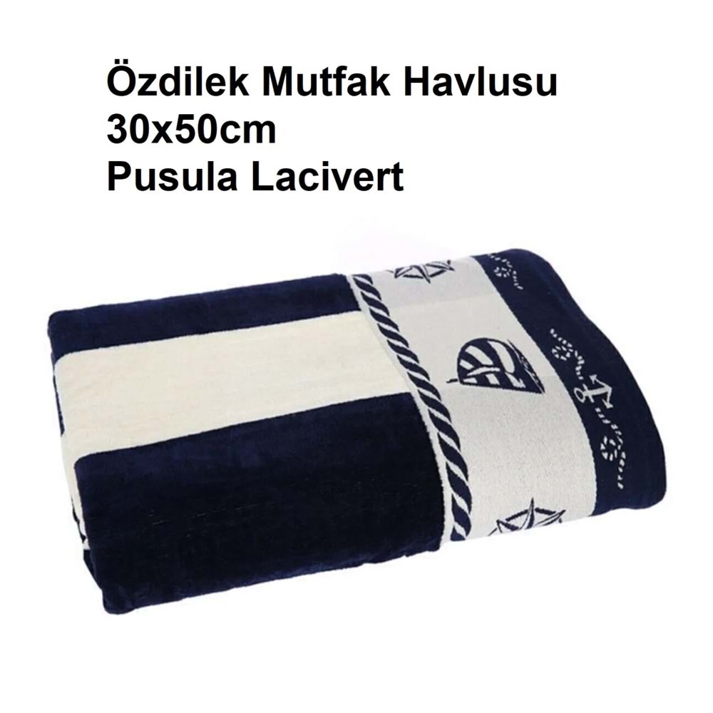 Özdilek 1 Adet Pusula Lacivert Mutfak Havlusu (30x50)