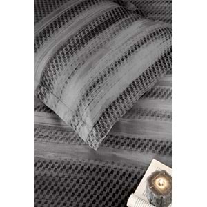 Özdilek Ranforce -Notte Antrasit- Lastikli Çarşaflı Battal Boy Çift Kişilik Nevresim Takımı