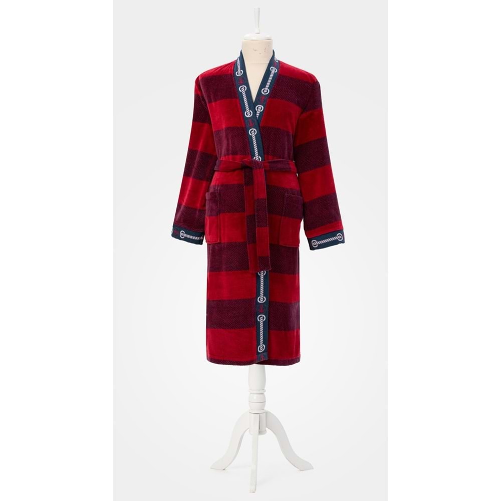 Özdilek Tek Bornoz Şalyaka Kadife (S-M Beden)-Summer Heat Sailor Kimono Kırmızı